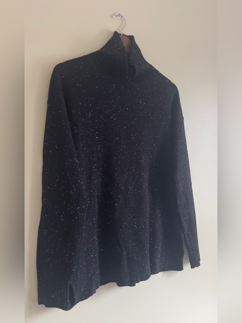 Bella Dahl 100% Cashmere Black Speckled Mockneck Sweater